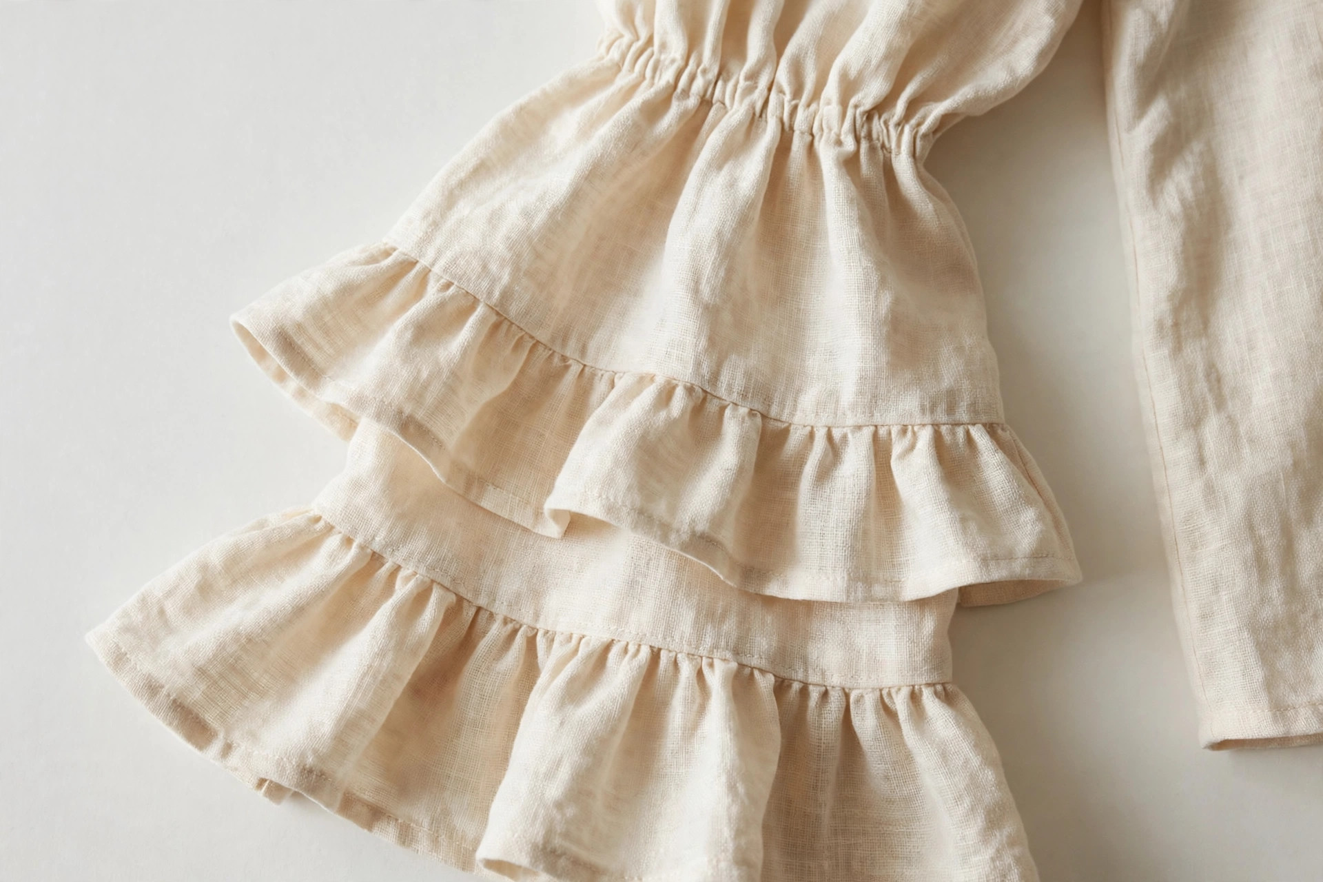 Close-up of a lantern sleeve with two flaring sections on a blouse