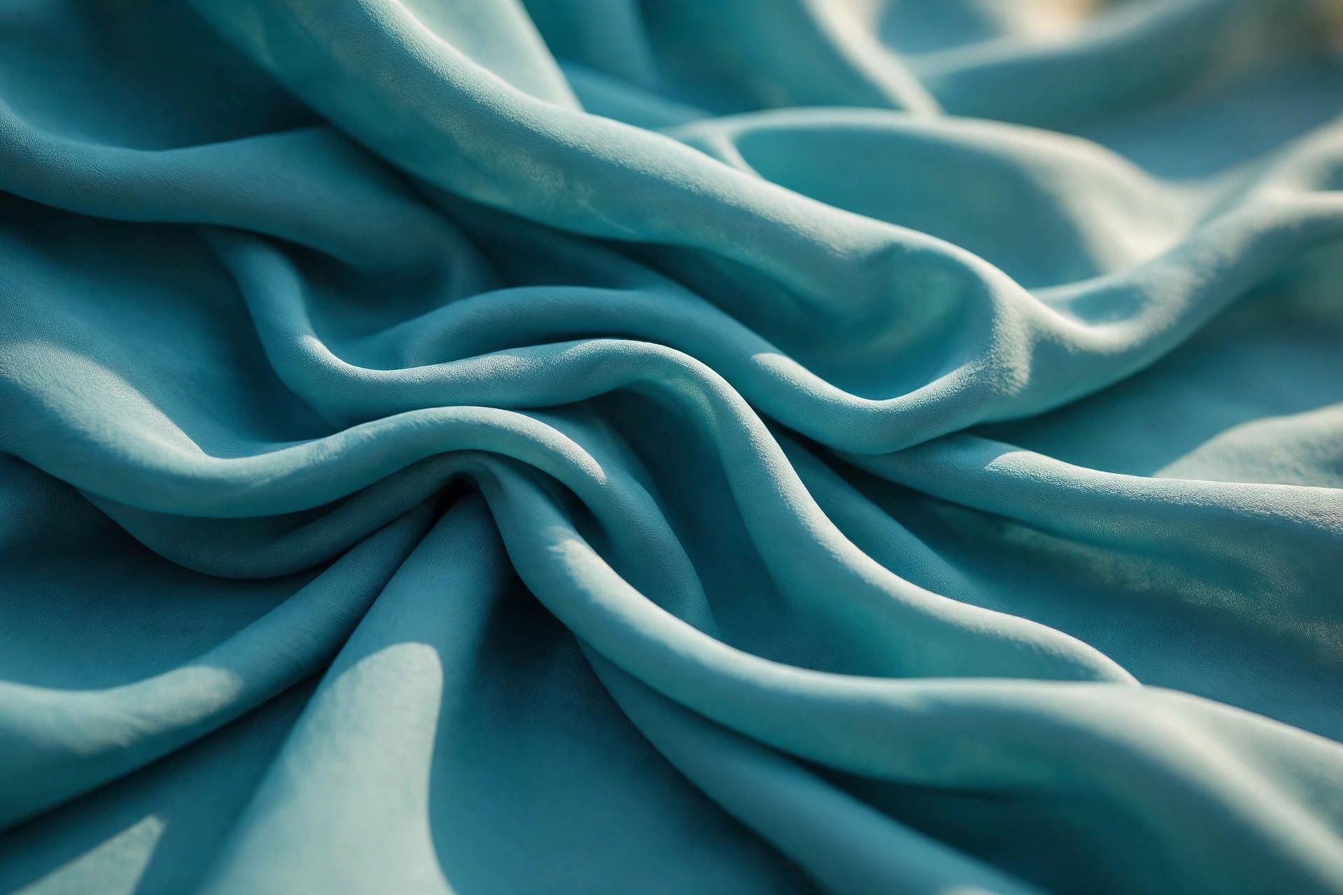 Flowing teal rayon fabric with a soft drape