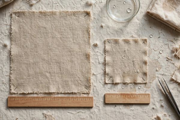 Fabric sample being measured to test shrinkage before and after washing