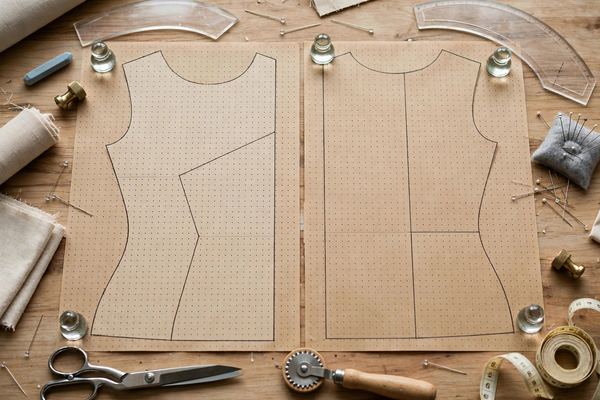 Basic fitted bodice sloper pattern on pattern paper