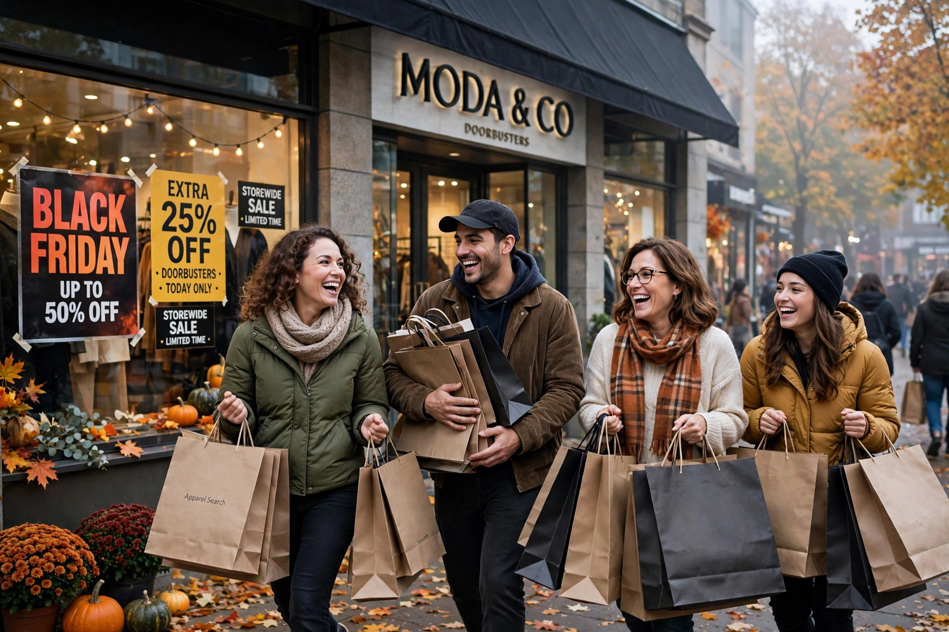 Shoppers with bags during Black Friday fashion sales