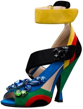 Prada Color Block Suede Peep Toe Shoes