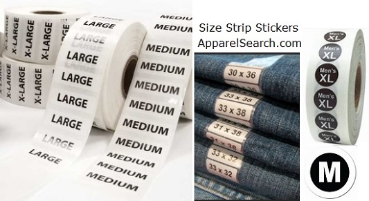 Size Strips or size strip labels for labeling clothes