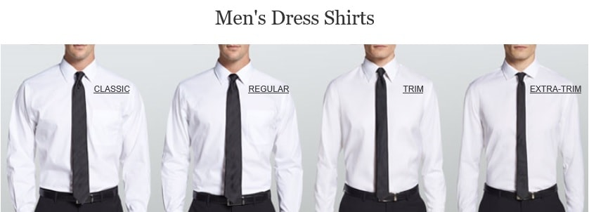 Dress Shirt Fit Types