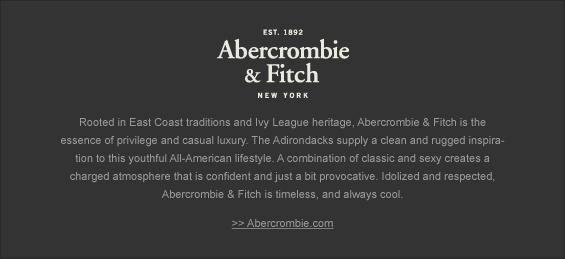 Abercrombie \u0026 Fitch also known as A\u0026F 