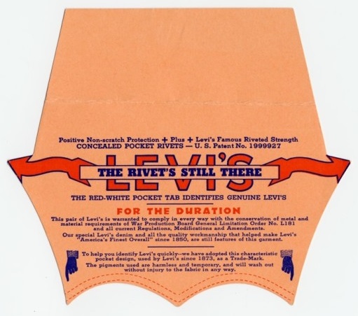 World War II Levi's Marketing Tag