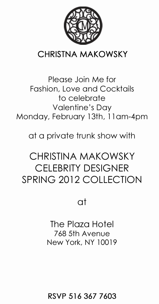 Christina Makowsky Trunk Show Invite 2012