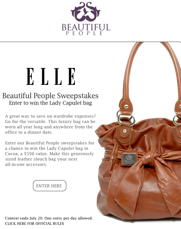 Beautiful People Sweepstakes Win The Lady Capulet Handbag