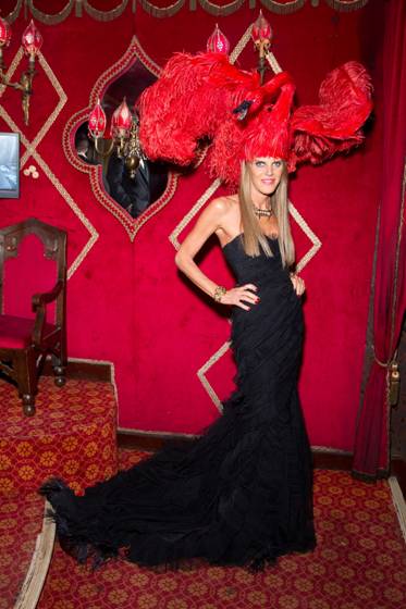 Anna Dello Russo wearing Alberta Ferretti black gown