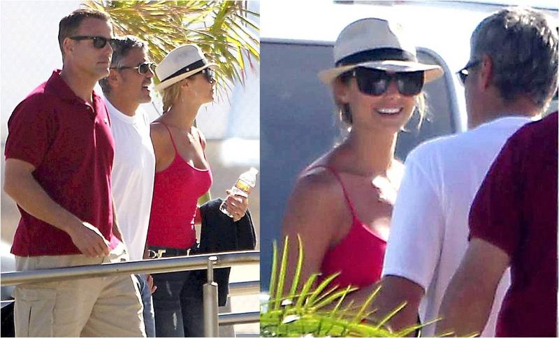 Stacy Keibler Wearing Tees by Tina with George Clooney