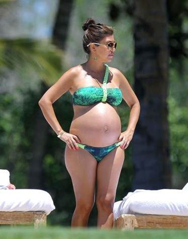 Pregnant Kourtney Kardashian in Bikini Swimwear