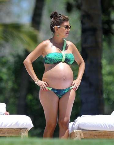 Pregnant Kourtney Kardashian in Bikini Swimwear