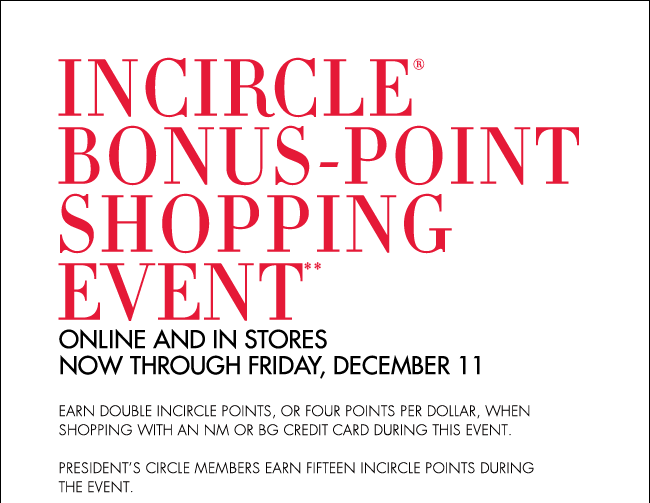 InCircle Shopping Event Bonus at Neiman Marcus December 2009
