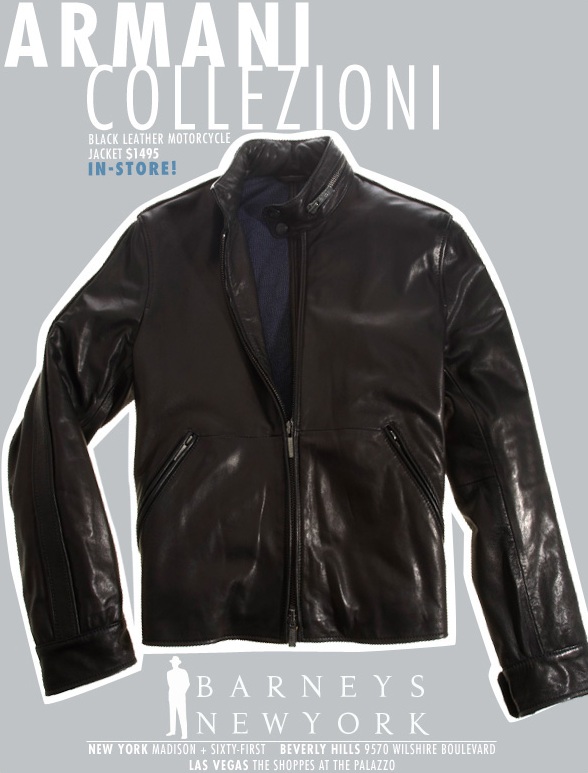 Armani Collezioni Black Leather Motorcycle Jacket