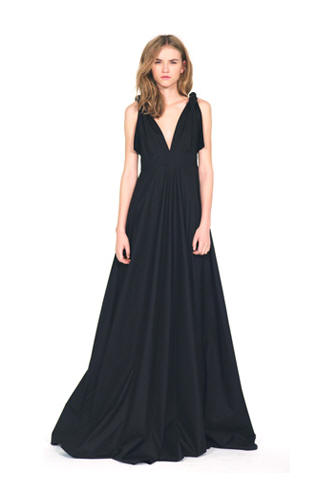 BLACK COTTON POPLIN BLACK TIE EVENING DRESS