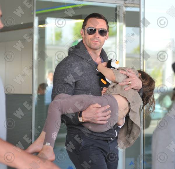 Hugh Jackman wearing fodada in Barcelona