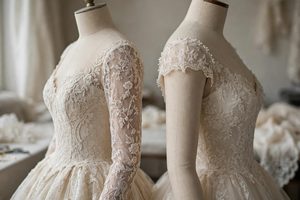 Ball gown with classic cap sleeves