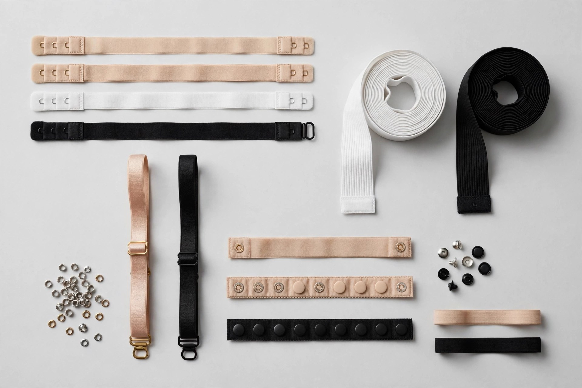 Wholesale bra trimming components - product and equipment view